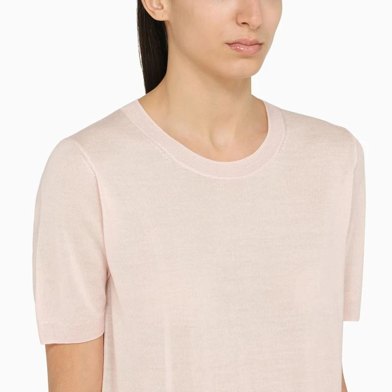 P.A.R.O.S.H. Peach wool and cashmere short-sleeved top 5