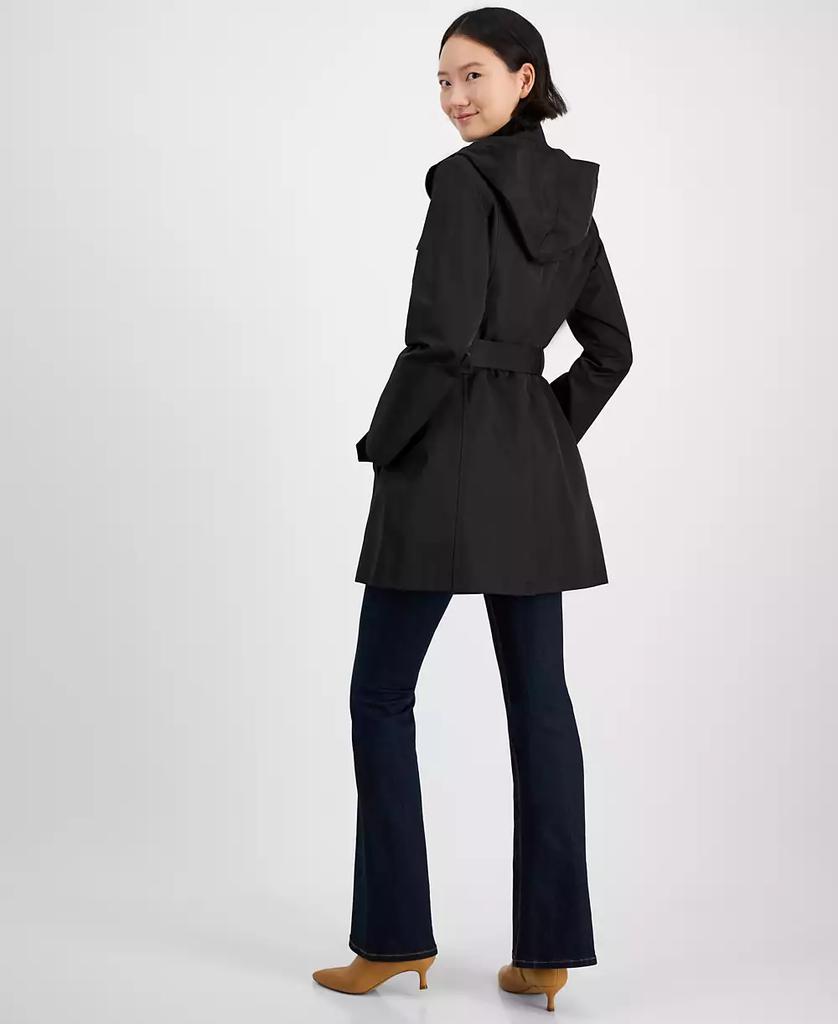 London Fog Petite Zip-Front Belted Long-Sleeve Rain Coat - Coats