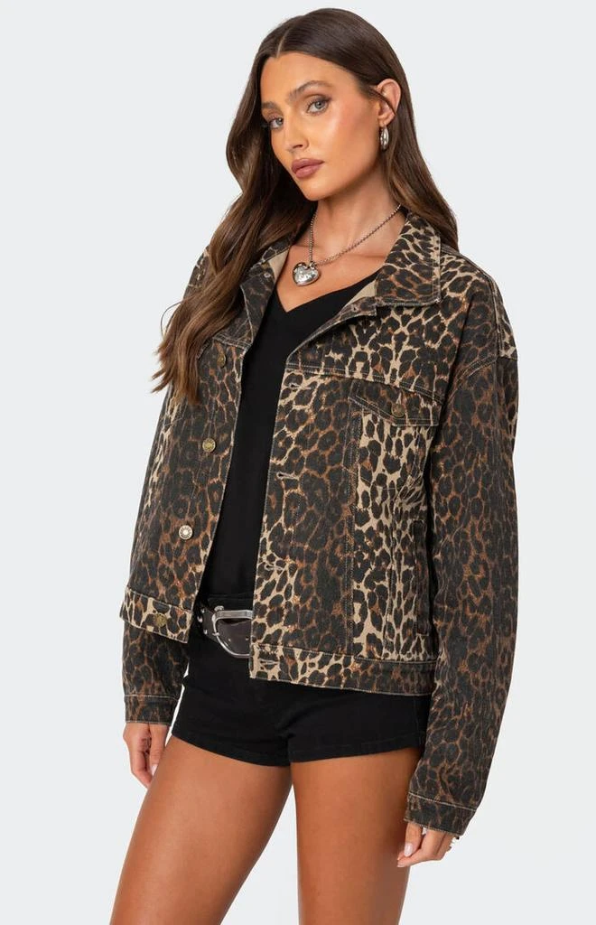 Edikted Leopard Print Denim Jacket 3