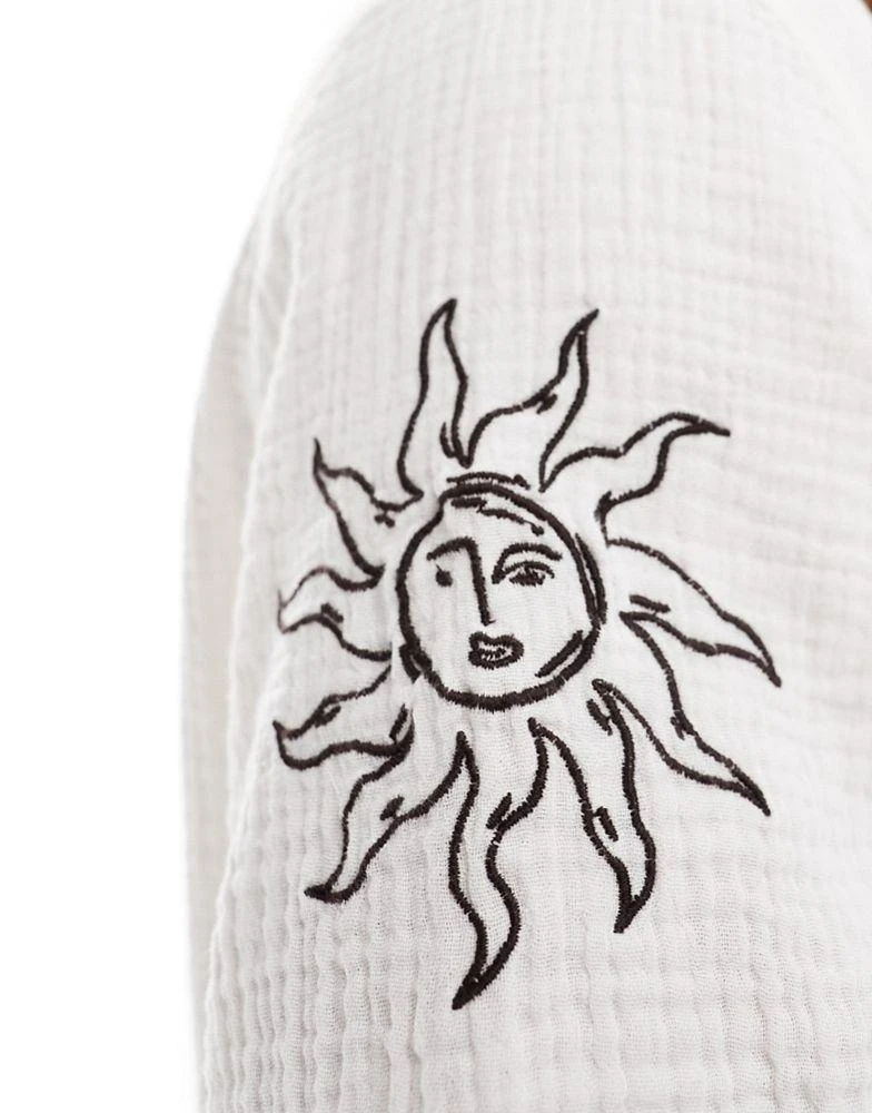 ASOS ASOS DESIGN relaxed revere shirt with tattoo embroidery 3