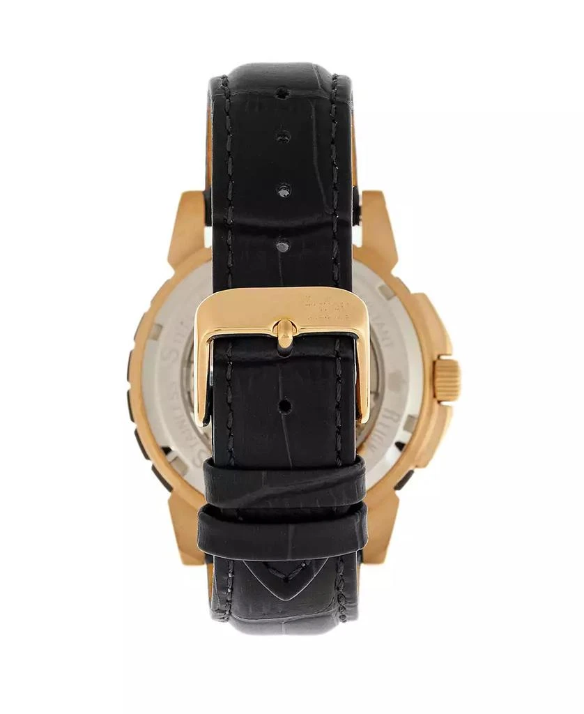 Reign Philippe Automatic Rose Gold Case, Black Dial, Genuine Black Leather Watch 41mm 2