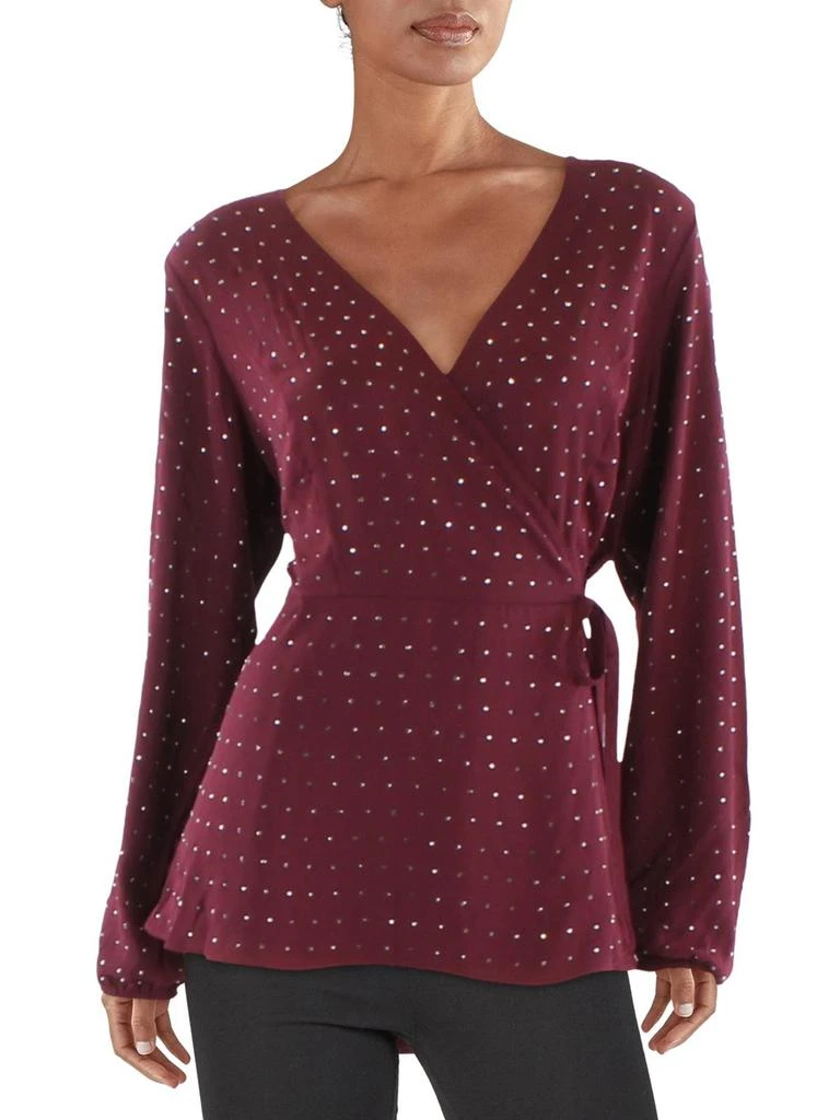 City Chic Plus Womens Side Tie Embellished Wrap Top 1