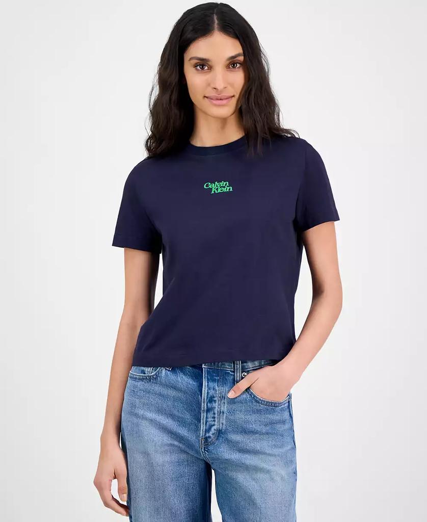 Calvin Klein Women's Flocked Logo Slim T-Shirt