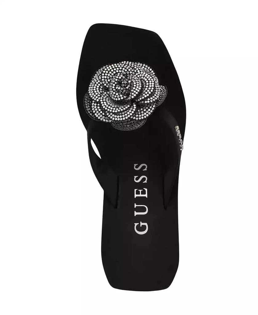 GUESS Women's Damani Rhinestone Flower EVA Platform Wedge Sandals 4