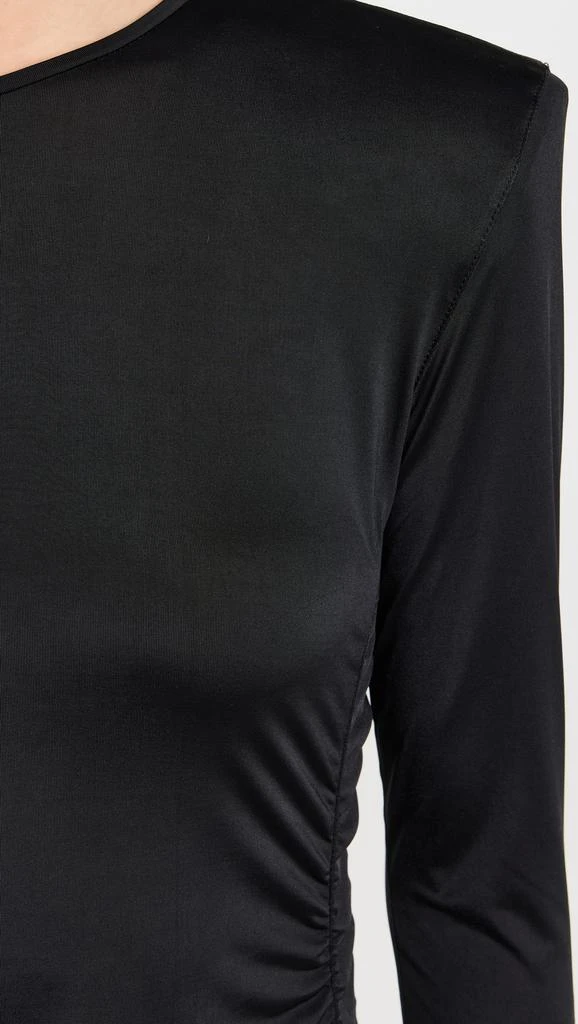 Tibi Micro Jersey Shoulderpad Fitted Crewneck Top 5