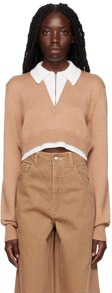 Elleme Beige Zip Collar Sweater 1