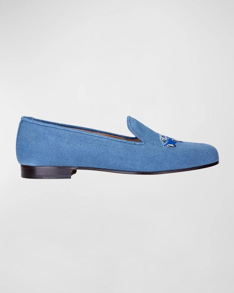 Stubbs and Wootton Men's Embroidered Car Linen Smoking Slippers 1