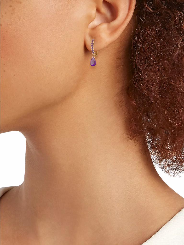 Persée Piercings Single Earring Piercing Chakras Circle Paving 1 Amethyst Yellow Gold