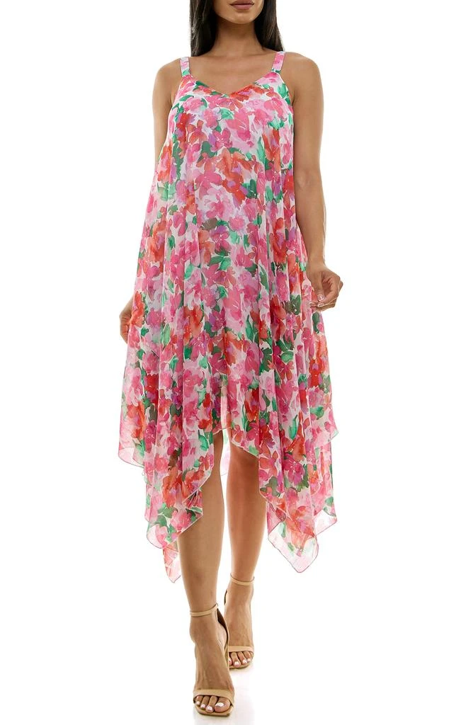 Nina Leonard Patterned Handkerchief Hem Dress 1