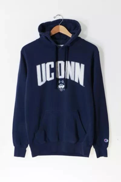 CHAMPION Vintage UCONN Huskies Hooded Pullover Sweatshirt 1