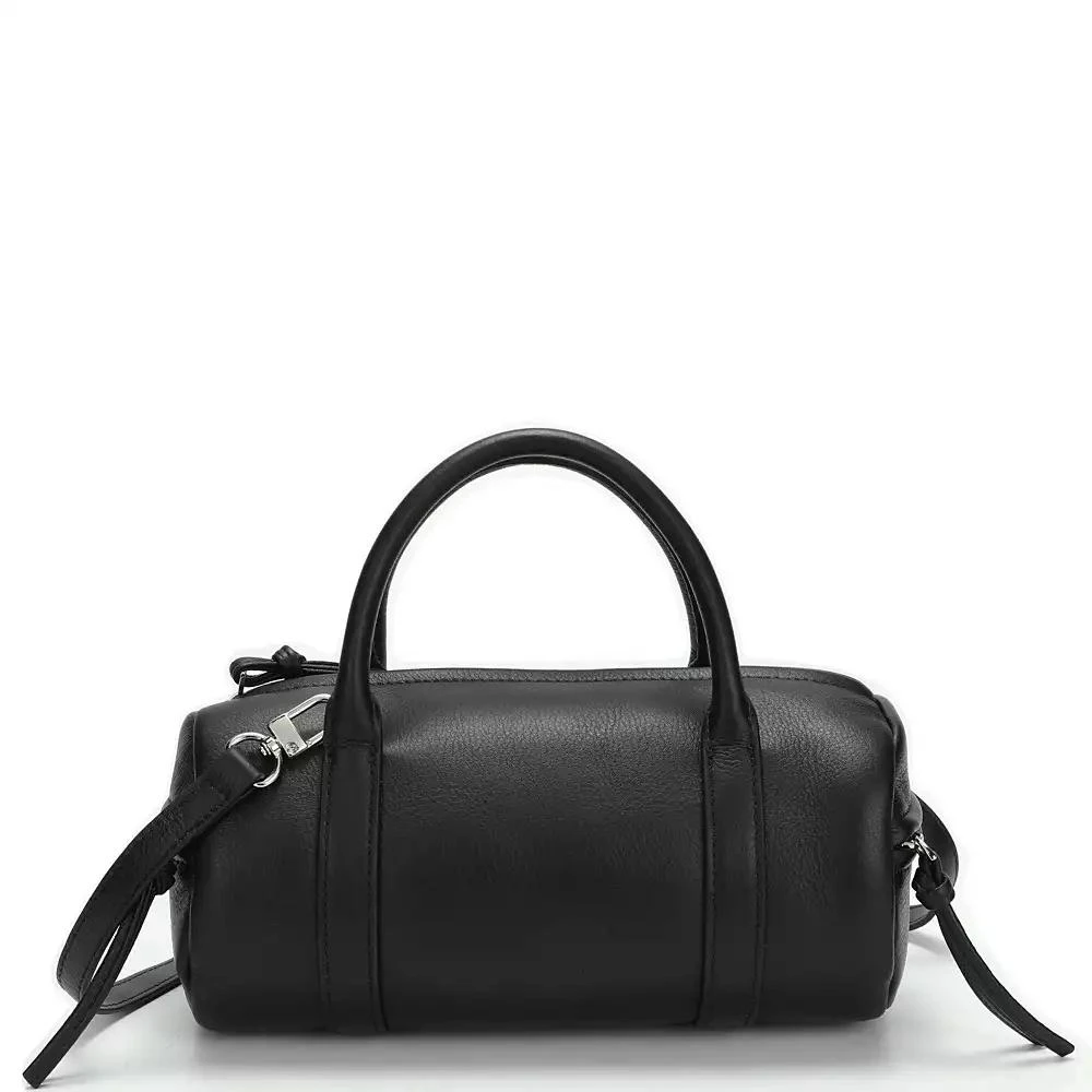 SUSU Aria Genuine Leather Small Barrel Satchel Bag Top Handle Mini Boston Crossbody Purse