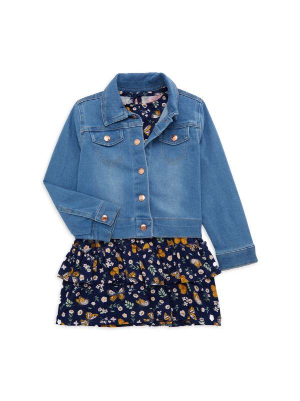 BCBGirls Little Girl s 2 Piece Print Dress Denim Jacket Set Baby Clothing Shoes BeyondStyle