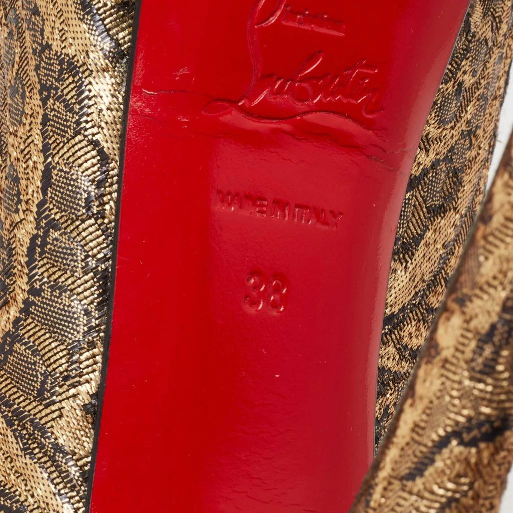 Christian Louboutin Christian Louboutin Gold Brocade Fabric Lady Peep-Toe Platform Pumps Size 38 8