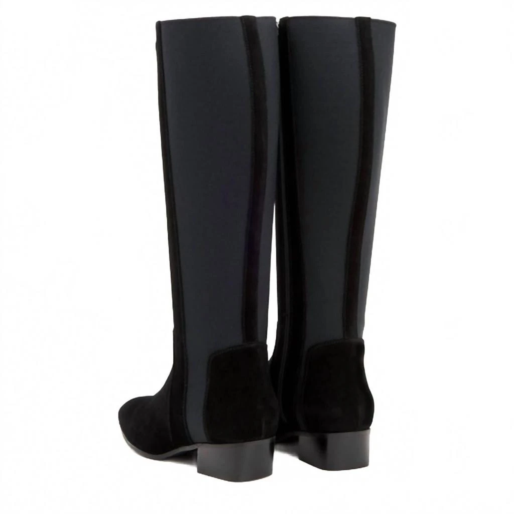 Aquatalia Flore Suede Leather Knee High Stretch Riding Boots In Black 3