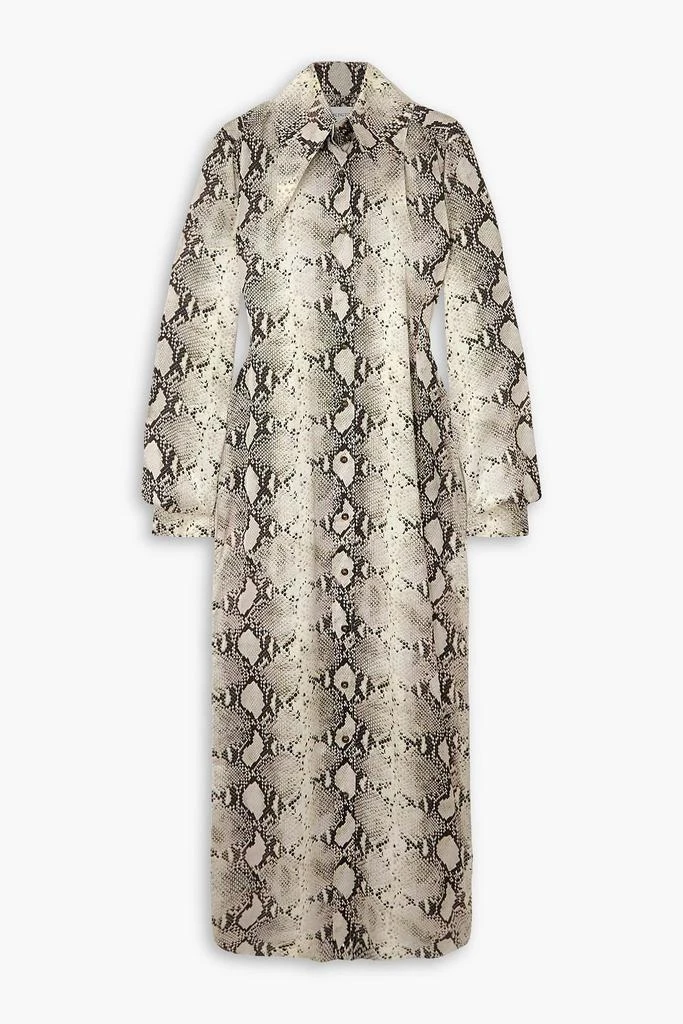 16ARLINGTON Ione snake-print satin maxi shirt dress 1
