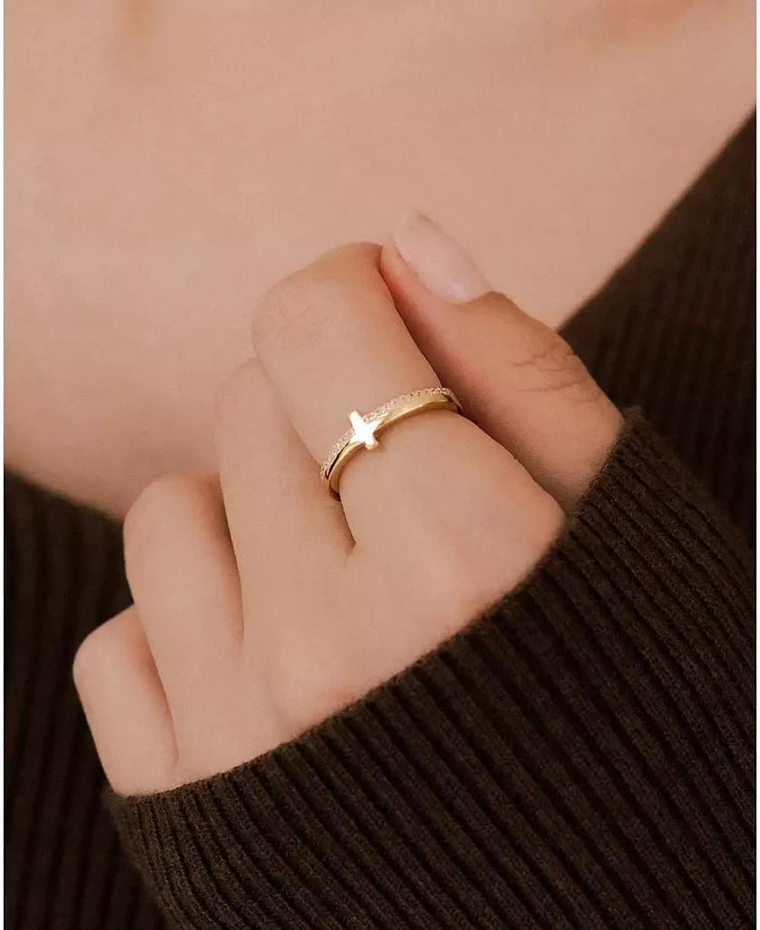 Mint 
Lily Let God Be In Control Pave Cross Ring 3