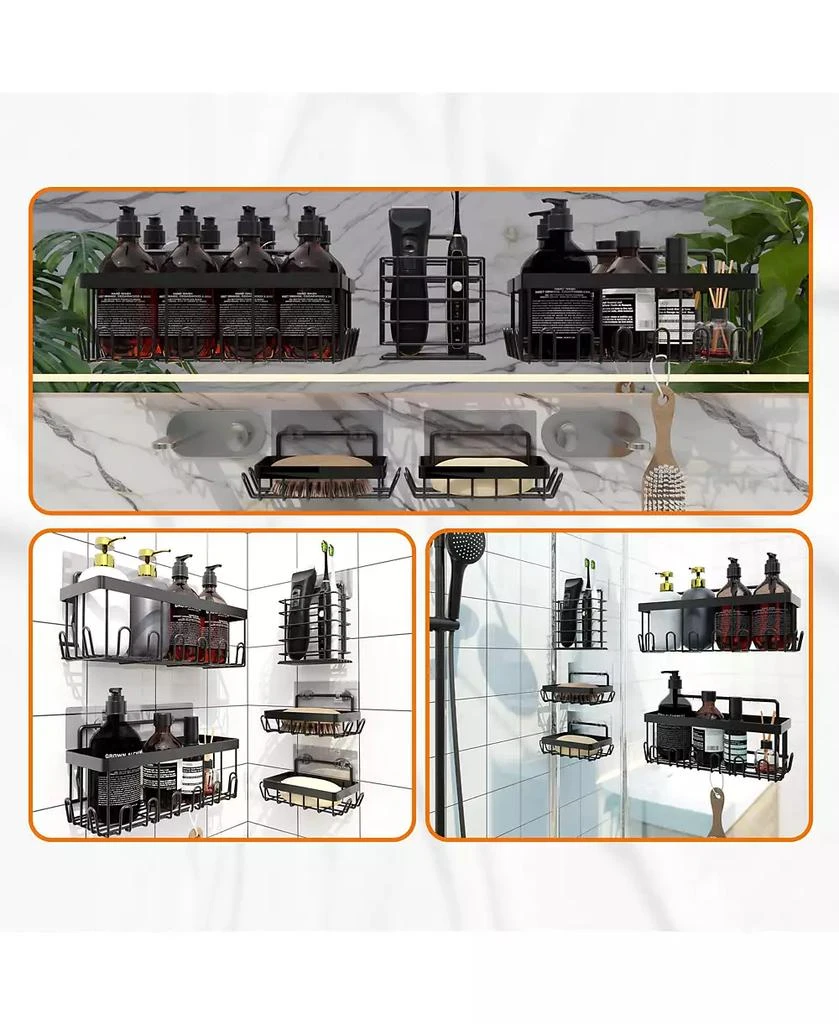 Cheer Collection Stainless Steel Self-Draining Heavy-Duty Shower Caddy 5-Pack 7