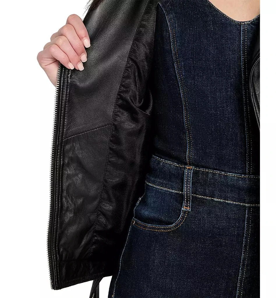 GUESS Women's Asymmetric Belted Leather Moto Jacket 4