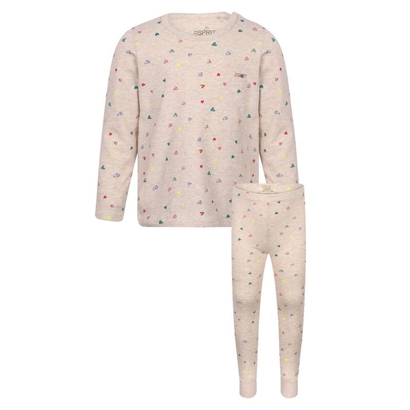 Esprit Mini heart all over print top and leggings set in beige