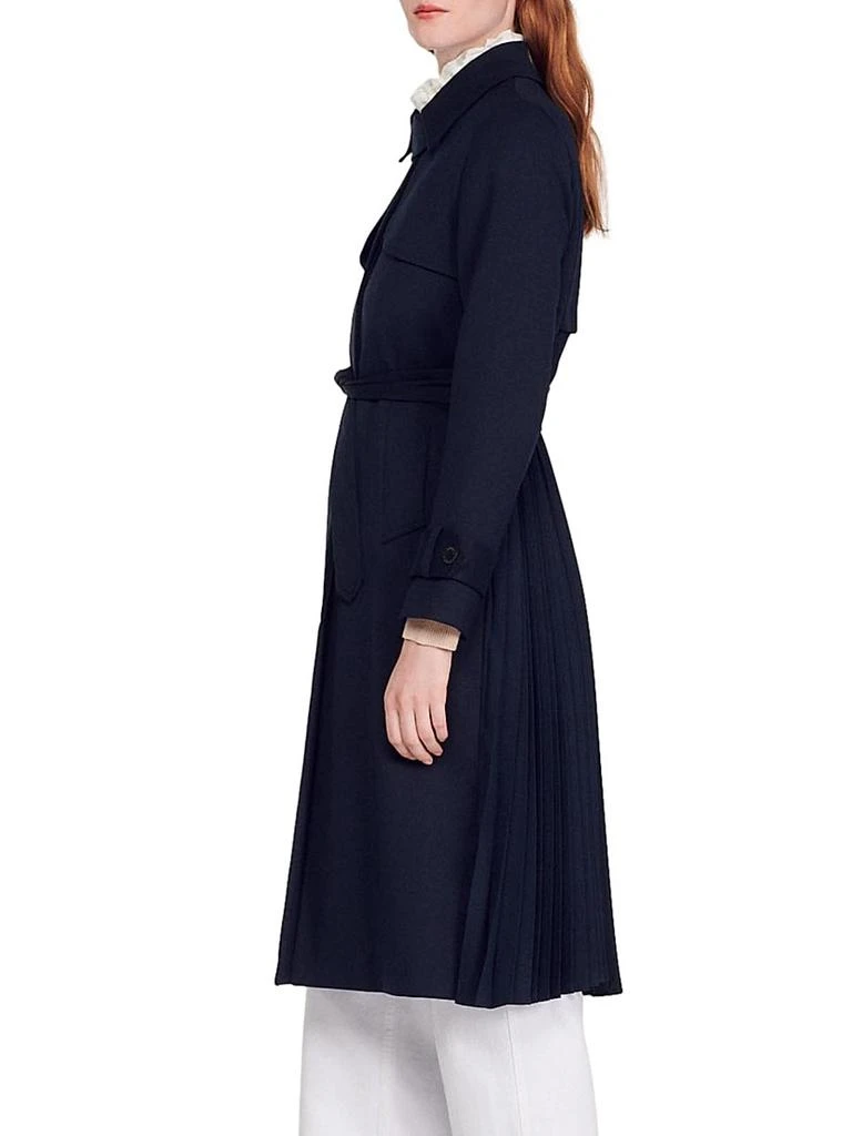 Sandro Trench Coat with Pleated Inset 5