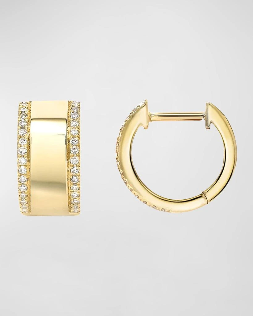 Zoe Lev 14K Gold Diamond Thick Huggie Earrings 1