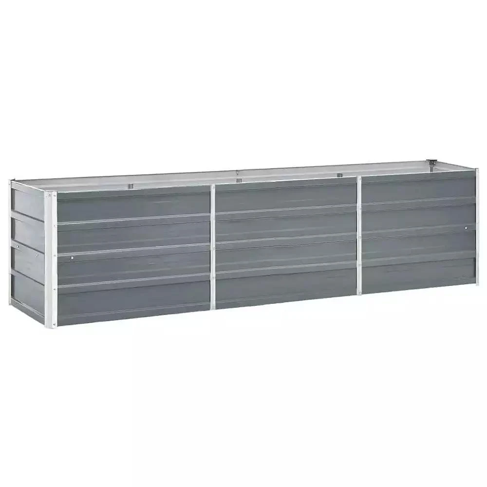 vidaXL Raised Bed Grey Galvanized steel 94.5 x 15.7 x 17.7 in Durable