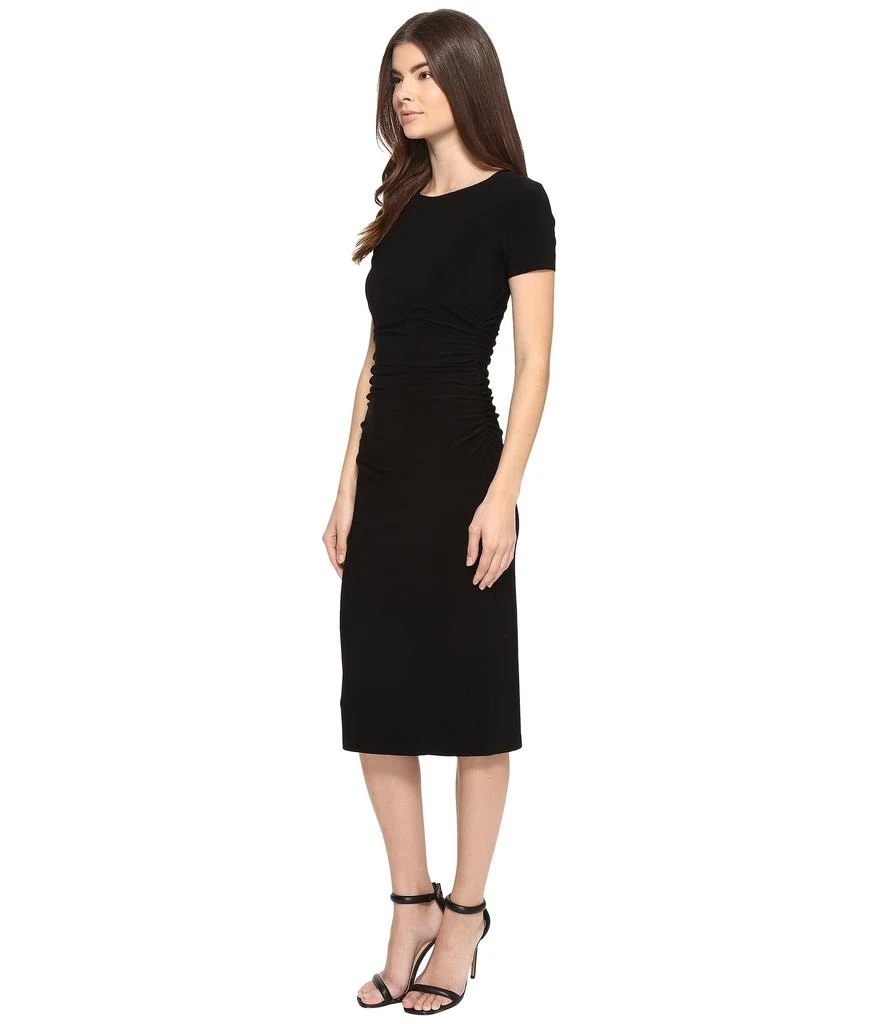 Norma Kamali Short Sleeve Crew Neck Shirred Waist Dress 2