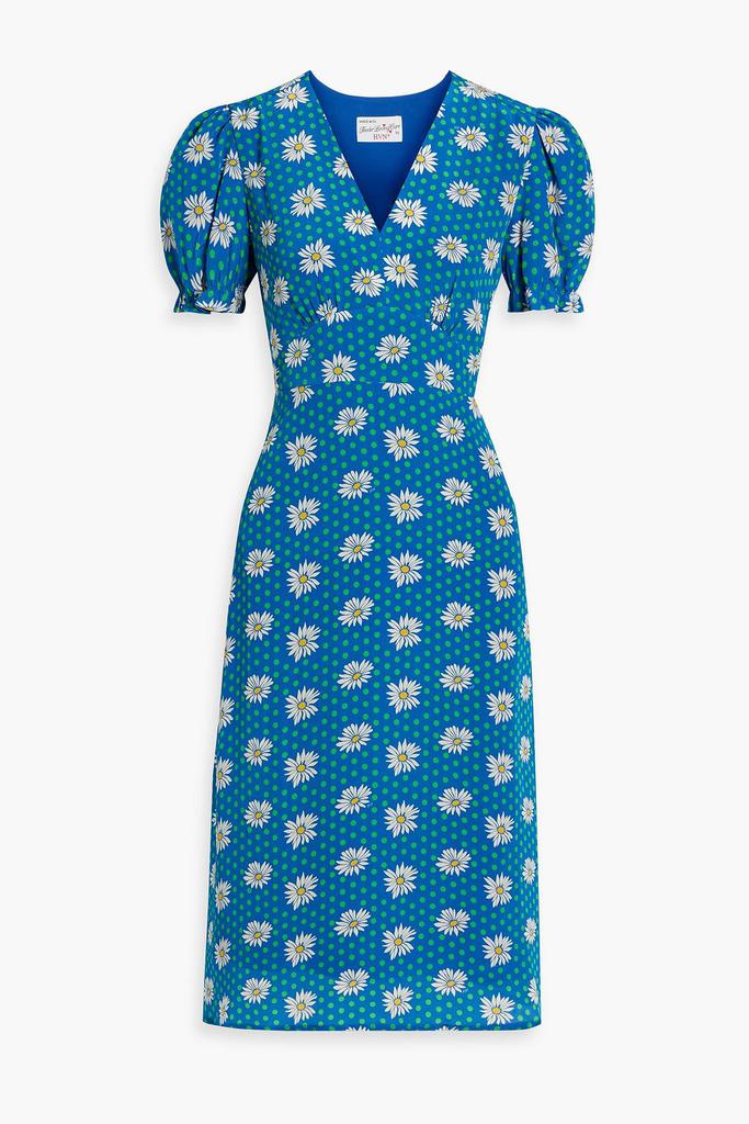 HVN Paula printed crepe de chine dress