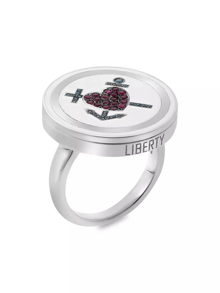 Ileana Makri Liberty 18K White Gold, Blue Diamond & Ruby Kastellorizo Ring 1