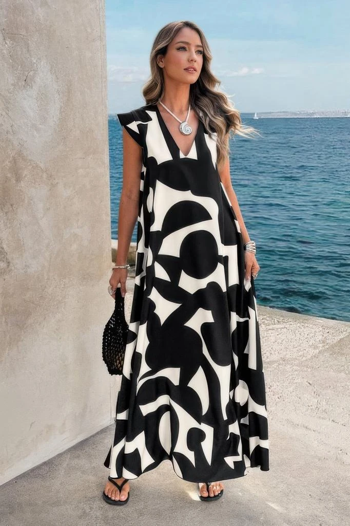 Allover Print Woven Short Sleeve Loose Dress  On Sale Now with Up to 70%  Off | Discover Exclusive Deals & Savings at BeyondStyle  Authentic  TRUEDAMES women|clothing|dresses with Limited-Time Discounts, Free
