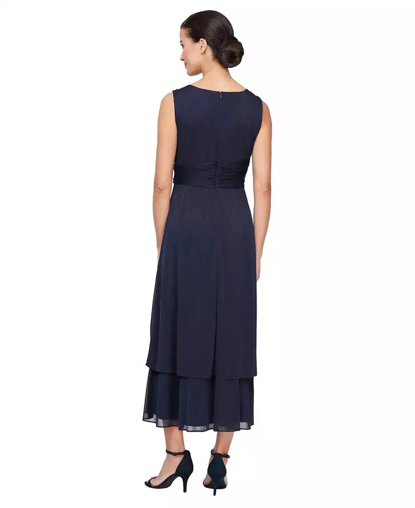 SL Fashions Women's Surplice-Neck Jersey A-Line Dress 4