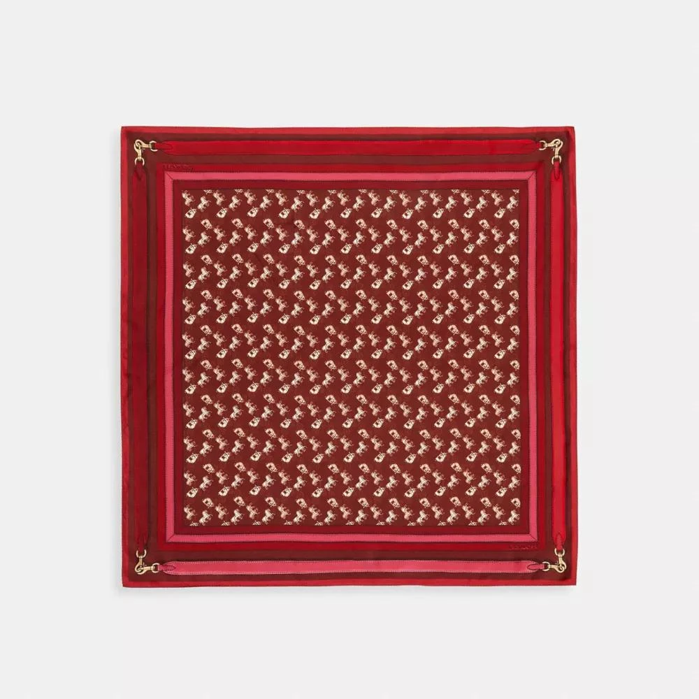 Coach Horse And Carriage Bag Strap Print Silk Square Scarf