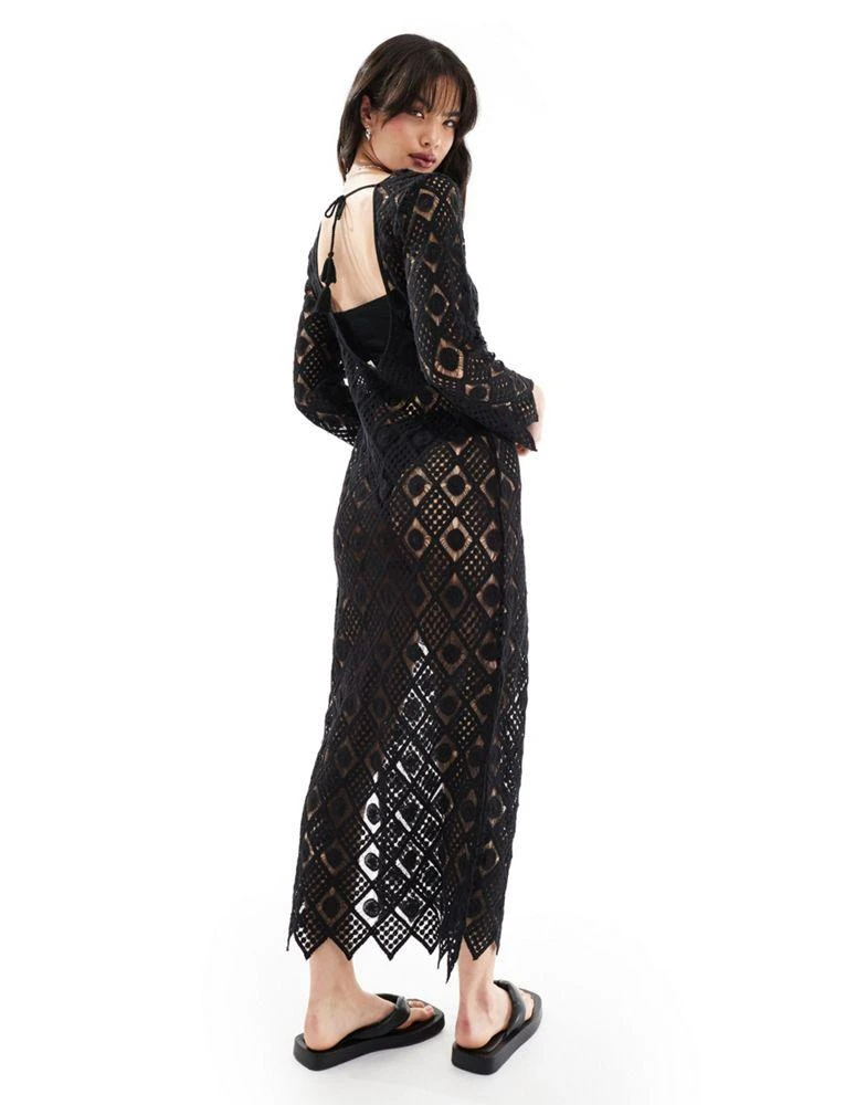 Iisla & Bird Iisla & Bird Premium maxi crochet beach dress in black 2