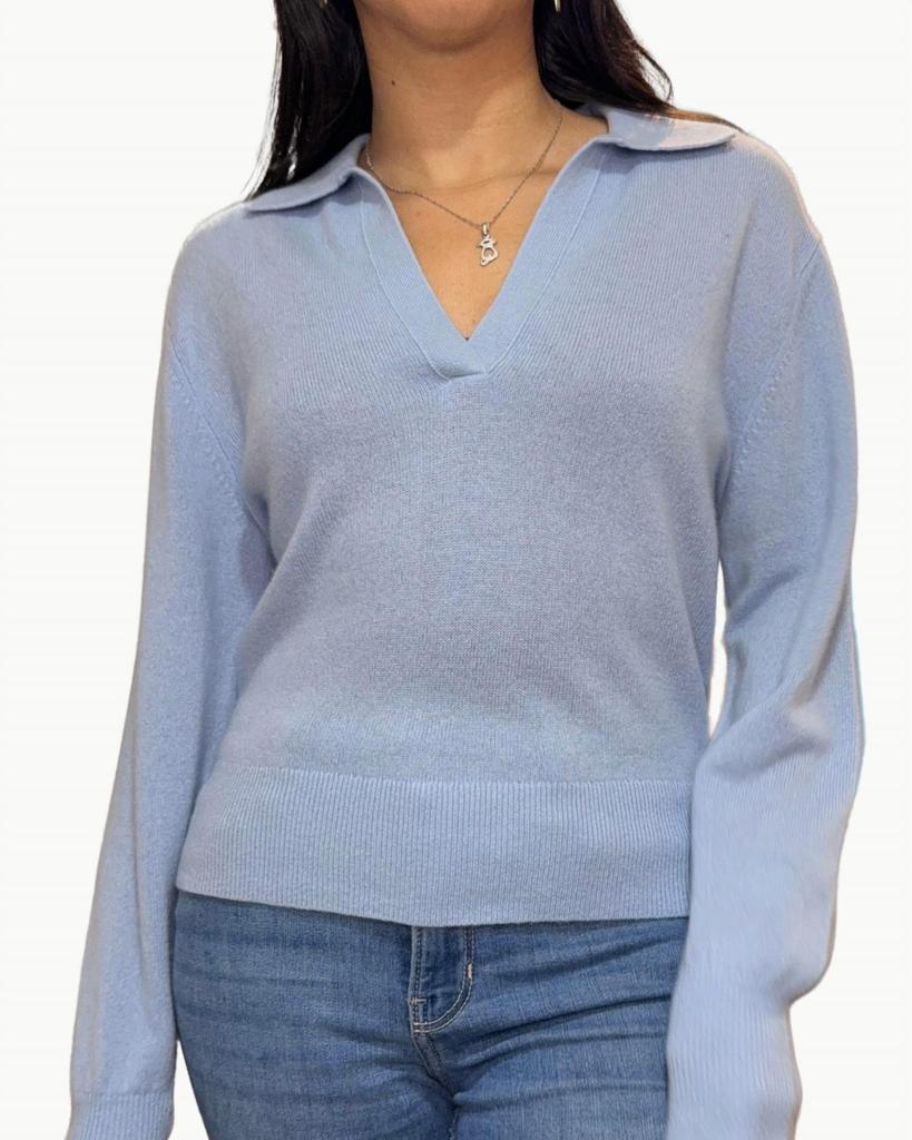 White + Warren White + Warren - Cashmere V-neck Polo Long Sleeve Top