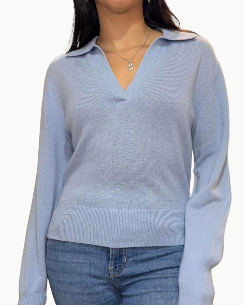 White + Warren White + Warren - Cashmere V-neck Polo Long Sleeve Top 1
