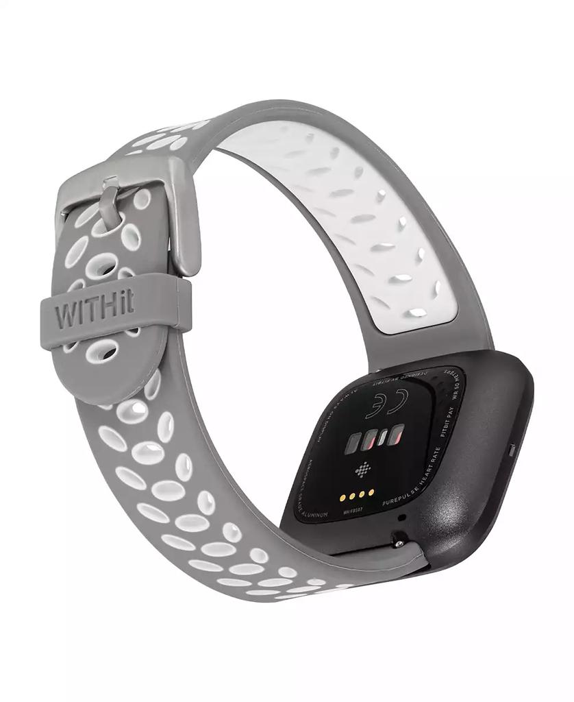 WITHit Grey and White Silicone Sport Band designed for Fitbit Versa, Versa 2 and Versa Lite