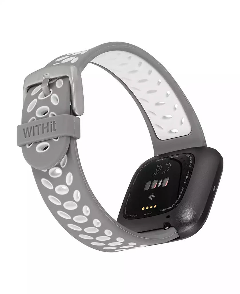 WITHit Grey and White Silicone Sport Band designed for Fitbit Versa, Versa 2 and Versa Lite 2