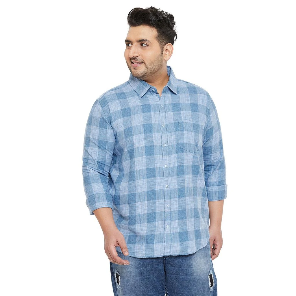 Instafab Plus Men Flat Collar Checkered Full Sleeve Shirt 1
