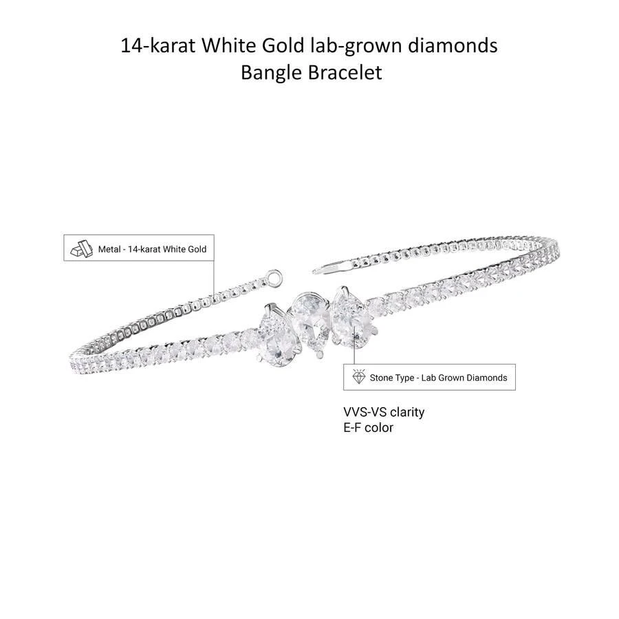 Diamond2Deal Diamond2Deal 14k White Gold 2.7 Pear Shape Lab Grown Diamond Tennis Bracelet 7" VVS-VS, E-F 3