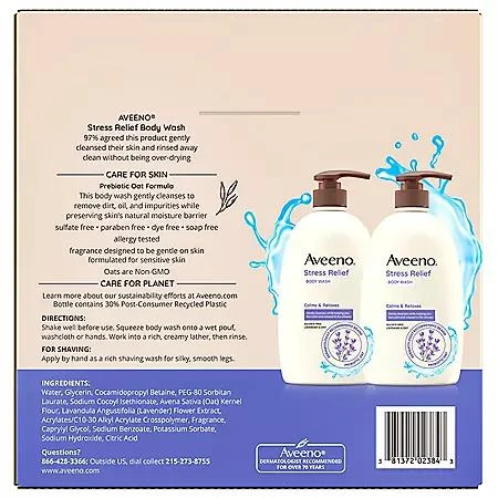 Aveeno Aveeno Stress Relief Body Wash, 33 fl. oz., 2 pk. 3