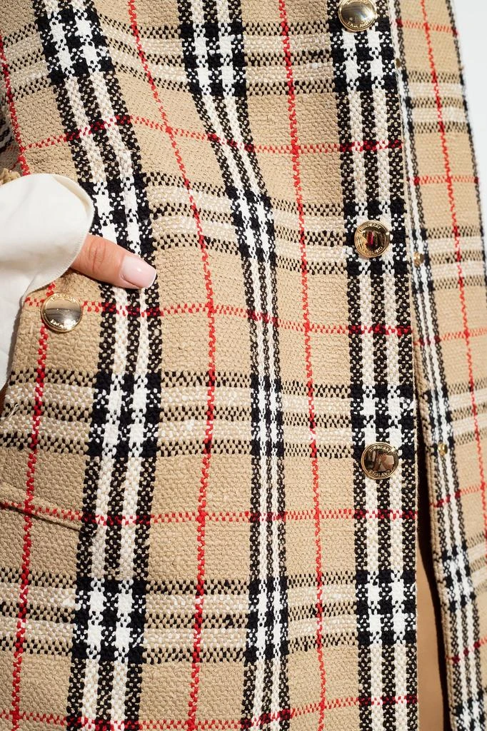 Burberry Burberry Checked Fringed-Edge Buttoned Coat 4