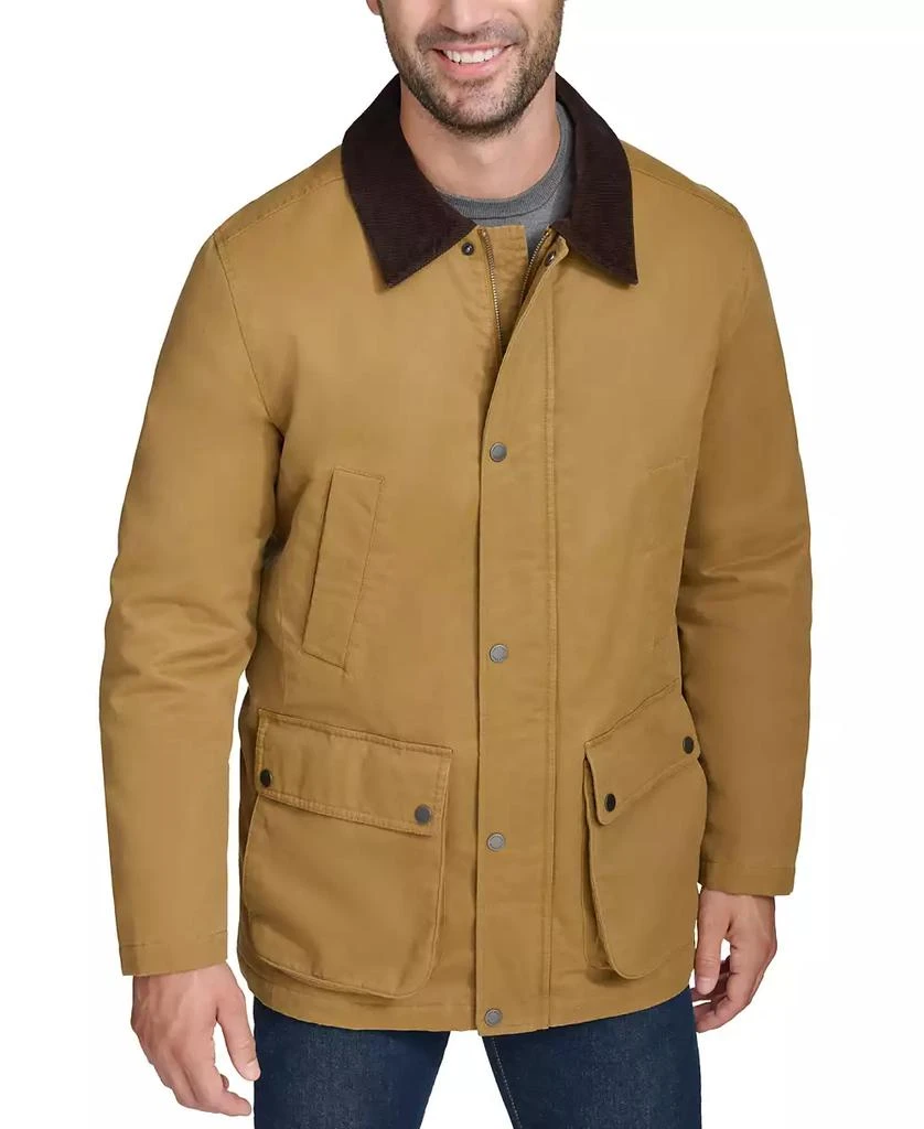 Shop Men's Corduroy-Shirt-Collar Waxed Rain Jacket on Sale at