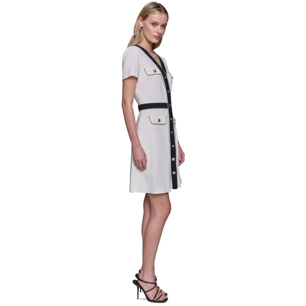 KARL LAGERFELD PARIS Women's Two-Tone Button-Front Dress 5