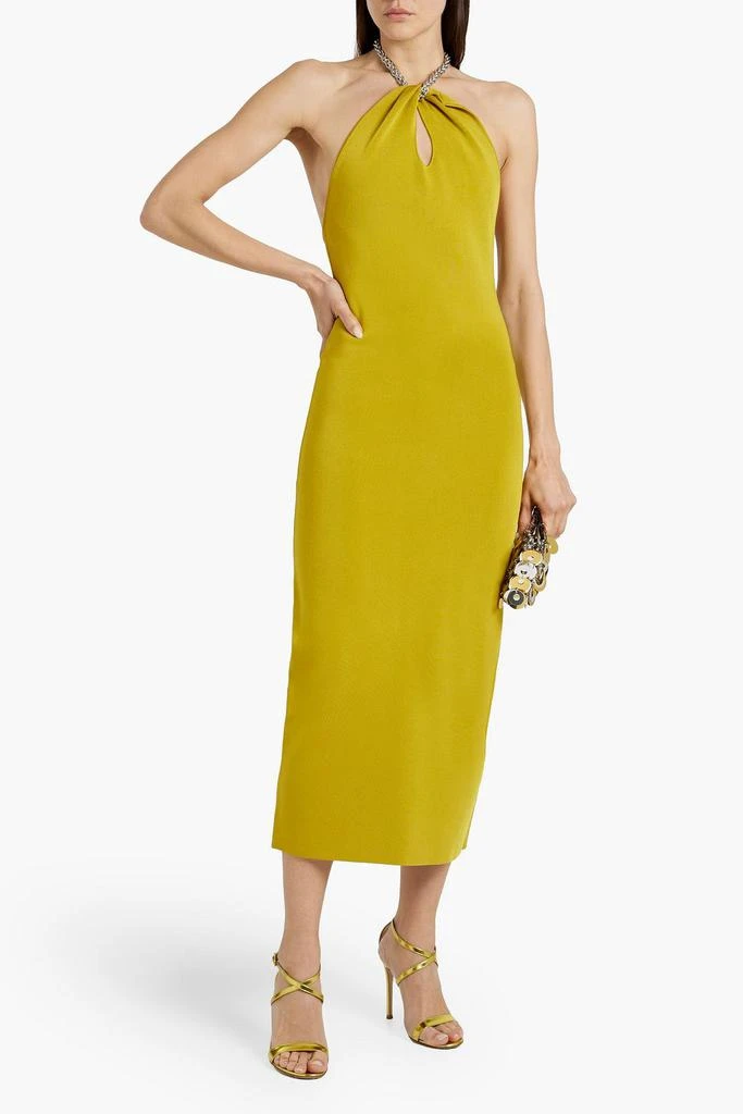 GALVAN  LONDON Cleopatra chain-embellished stretch-knit halterneck midi dress 2