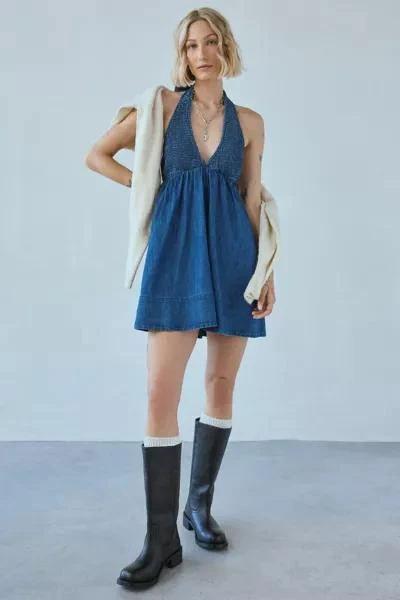 BDG BDG Iris Smocked Plunging V-Neckline Halter Mini Dress 5