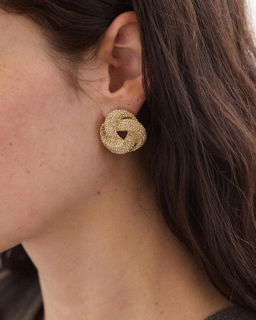BAUBLEBAR Jemma Sparkling Yellow Gold Tone Knot Stud Earrings, 1.1" diameter 2