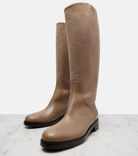 Max Mara Cashmere and leather knee-high boots 5