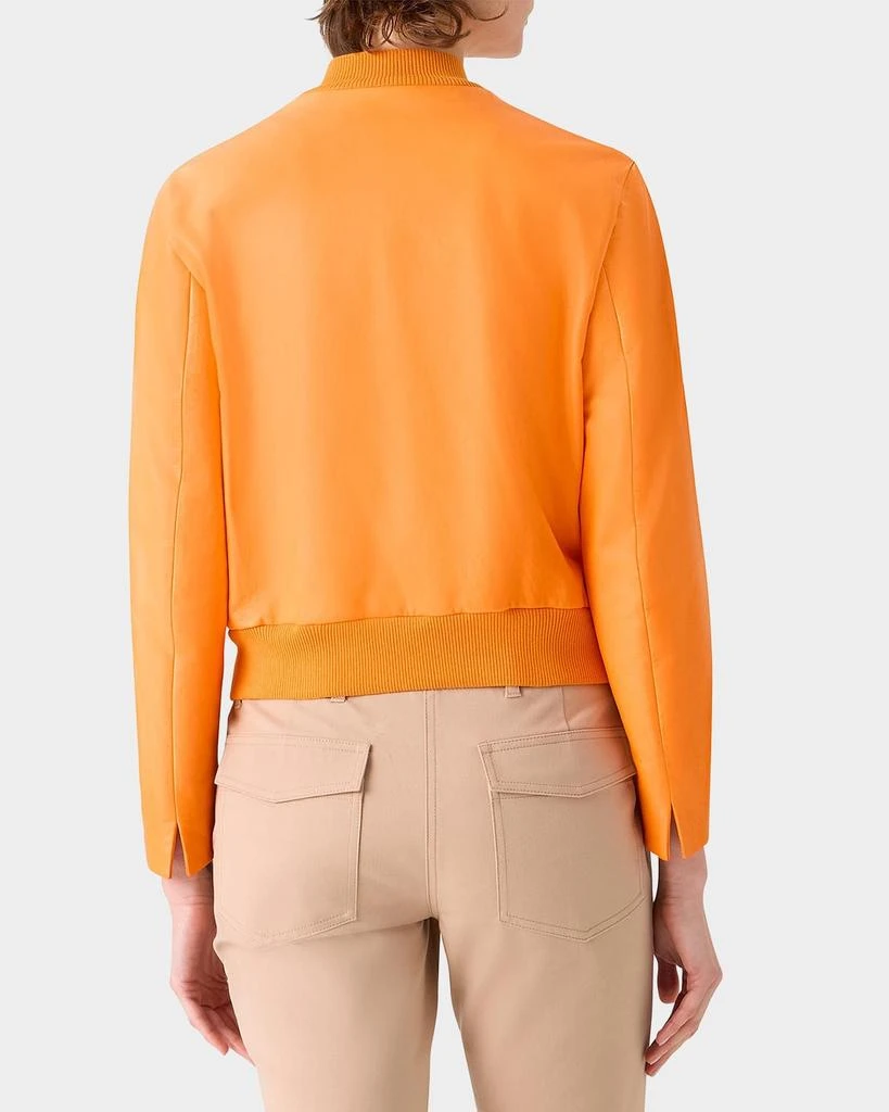 Akris V-Neck Leather Bomber Jacket 3