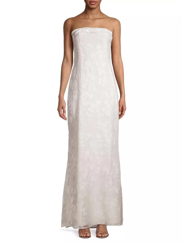 Misha Arianna Silk Strapless Floral Gown 3