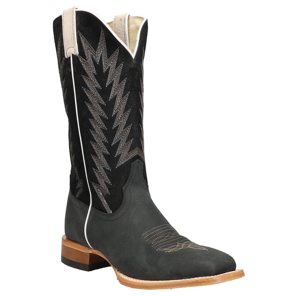 Justin Boots Hombre Embroidered Wide Square Toe Cowboy Boots
